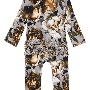 Gently used posh peanut onesie in Paige peony